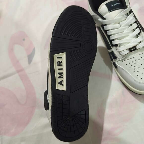 Amiri Black And White Leather Lace-Up Sneakers - Picture 9 of 9